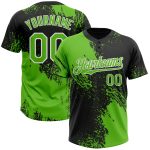 Personalized Unisex Softball Jersey in Black Aurora Green-White 3D Abstract Brush Stroke Design, Two-Button Style Personalized