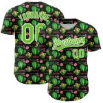 Personalized 3D Cactus Festival Baseball Jersey - Black Aurora Green-White Design, Size 2 Personalized Black Aurora Green-White