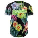 Personalized Black Green White 3D Cactus Baseball Jersey for Festival Personalized Black Aurora Green-White 3D Cactus Festival