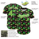 Custom Black Aurora Cactus Festival 3D Pattern Baseball Jersey - Unique Green-White Design Personalized Black Aurora Green-White