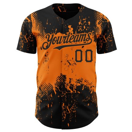 Personalized Black Bay Orange 3D Abstract Splatter Grunge Art for Baseball Jersey Personalized Black Bay Orange 3D Abstract