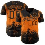 Personalized Black Bay Orange 3D Abstract Splatter Grunge Art for Baseball Jersey Personalized Black Bay Orange 3D Abstract