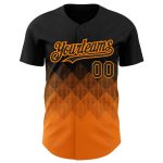 Custom 3D Gradient Orange Black Bay Square Baseball Jersey - Personalized Sports Apparel Personalized Black Bay Orange 3D