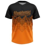 Custom Black Bay Orange Gradient Unisex Softball Jersey with 3D Square Shapes, Two-Button Closure Personalized Black Bay