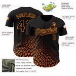 Personalized 3D Leopard Print Fade Black Bay Baseball Jersey - Fashion Design Personalized Black Bay Orange 3D Leopard Print