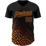 Personalized 3D Leopard Print Fade Black Bay Baseball Jersey - Fashion Design Personalized Black Bay Orange 3D Leopard Print