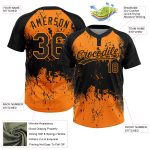 Custom Name and Number Unisex Softball Jersey - Personalized Black Bay Orange 3D Pattern Abstract Splatter Grunge Art Personalized
