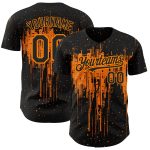 Custom Name & Number Black Bay Orange Dripping Splatter Art Baseball Jersey - Personalized 3D Pattern Design Personalized