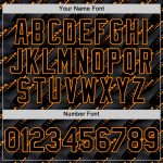 Custom Name and Number Authentic Baseball Jersey - Personalized Black Bay 3D Pattern Design with Orange Slant Lines Personalized