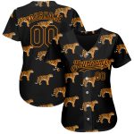 Custom Name and Number Baseball Jersey - Personalized Black Bay Orange Tiger 3D Pattern Design Personalized Black Bay Orange