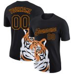 Custom 3D Tiger Performance T-Shirt in Black and Orange - Personalized Athletic Wear Personalized Black Bay Orange 3D Tiger