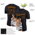 Custom 3D Tiger Performance T-Shirt in Black and Orange - Personalized Athletic Wear Personalized Black Bay Orange 3D Tiger