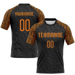 Personalized Orange Animal Print Volleyball Jersey - Black Bay Sublimation Uniform Personalized Black Bay Orange Animal Print