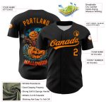 Custom Name Number Halloween Baseball Jersey - Personalized Black Bay 3D Pattern Orange Brown Personalized Black Bay Orange-Brown