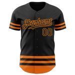 Custom Team Baseball Jersey - Personalized Authentic Black Bay Orange Line with Name and Number Personalized Black Bay Orange