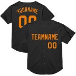 Custom Name and Number Personalized Black Bay Orange Mesh Baseball Jersey - Authentic Team Throwback Personalized Black Bay