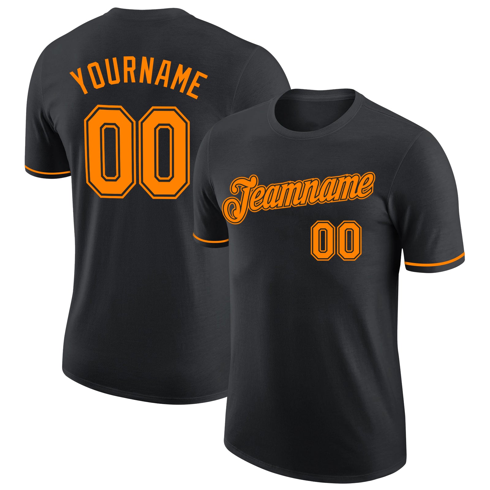 Custom Name and Number Performance T-Shirt - Personalized Black Bay Orange Activewear Personalized Black Bay Orange Performance
