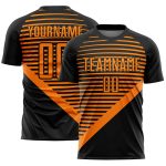 Custom Personalized Soccer Jersey with Black Bay Orange Stripes - Team Name and Number Personalized Black Bay Orange Stripes