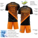 Custom Personalized Soccer Jersey with Black Bay Orange Stripes - Team Name and Number Personalized Black Bay Orange Stripes
