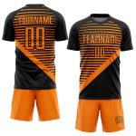 Custom Personalized Soccer Jersey with Black Bay Orange Stripes - Team Name and Number Personalized Black Bay Orange Stripes