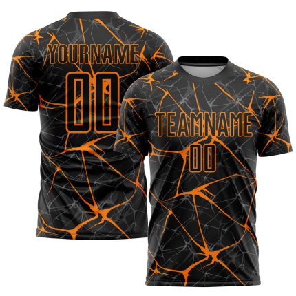 Personalized Soccer Jersey Black Bay Orange Sublimation Uniform for Teams Personalized Black Bay Orange Sublimation Soccer