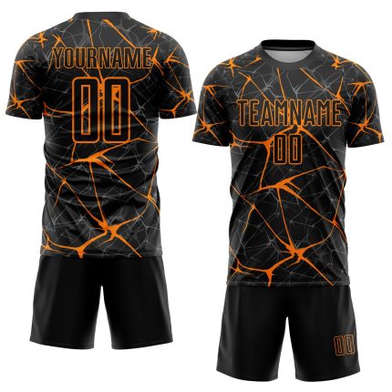 Personalized Soccer Jersey Black Bay Orange Sublimation Uniform for Teams Personalized Black Bay Orange Sublimation Soccer