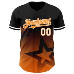 Custom Name and Number Personalized Twinkle Star Baseball Jersey - Black Bay Orange-White 3D Gradient Pattern Design Personalized