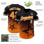 Custom Name and Number Personalized Twinkle Star Baseball Jersey - Black Bay Orange-White 3D Gradient Pattern Design Personalized