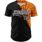 Personalized 3D Spider Web Baseball Jersey Custom Name & Number - Black Bay Orange-White Team Design Personalized Black Bay