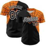 Personalized 3D Spider Web Baseball Jersey Custom Name & Number - Black Bay Orange-White Team Design Personalized Black Bay