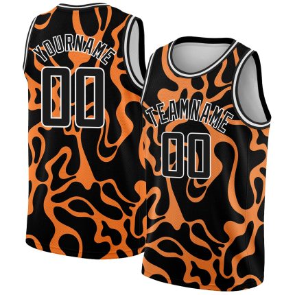 Custom Black Bay 3D Tiger Prints Basketball Jersey - Orange-White Design Personalized Black Bay Orange-White 3D Tiger Prints