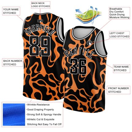 Custom Black Bay 3D Tiger Prints Basketball Jersey - Orange-White Design Personalized Black Bay Orange-White 3D Tiger Prints