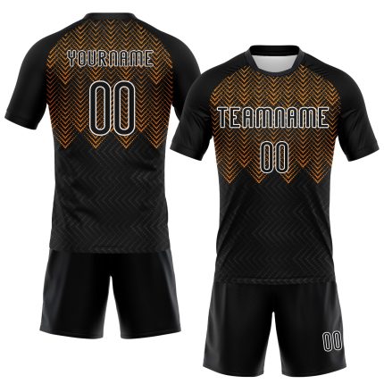 Custom Name and Number Personalized Volleyball Jersey - Black Bay Orange-White Geometric Shape Team Uniform Personalized