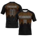Custom Name and Number Personalized Volleyball Jersey - Black Bay Orange-White Geometric Shape Team Uniform Personalized