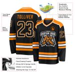 Personalized Black Orange Hockey Jersey for Fans | Custom Team Apparel Personalized Black Black-Bay Orange Hockey Jersey