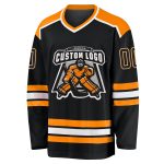 Personalized Black Orange Hockey Jersey for Fans | Custom Team Apparel Personalized Black Black-Bay Orange Hockey Jersey