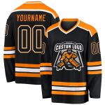 Custom Name Number Orange Black-Bay Hockey Jersey - Personalized Team Jersey Personalized Black Black-Bay Orange Hockey Jersey