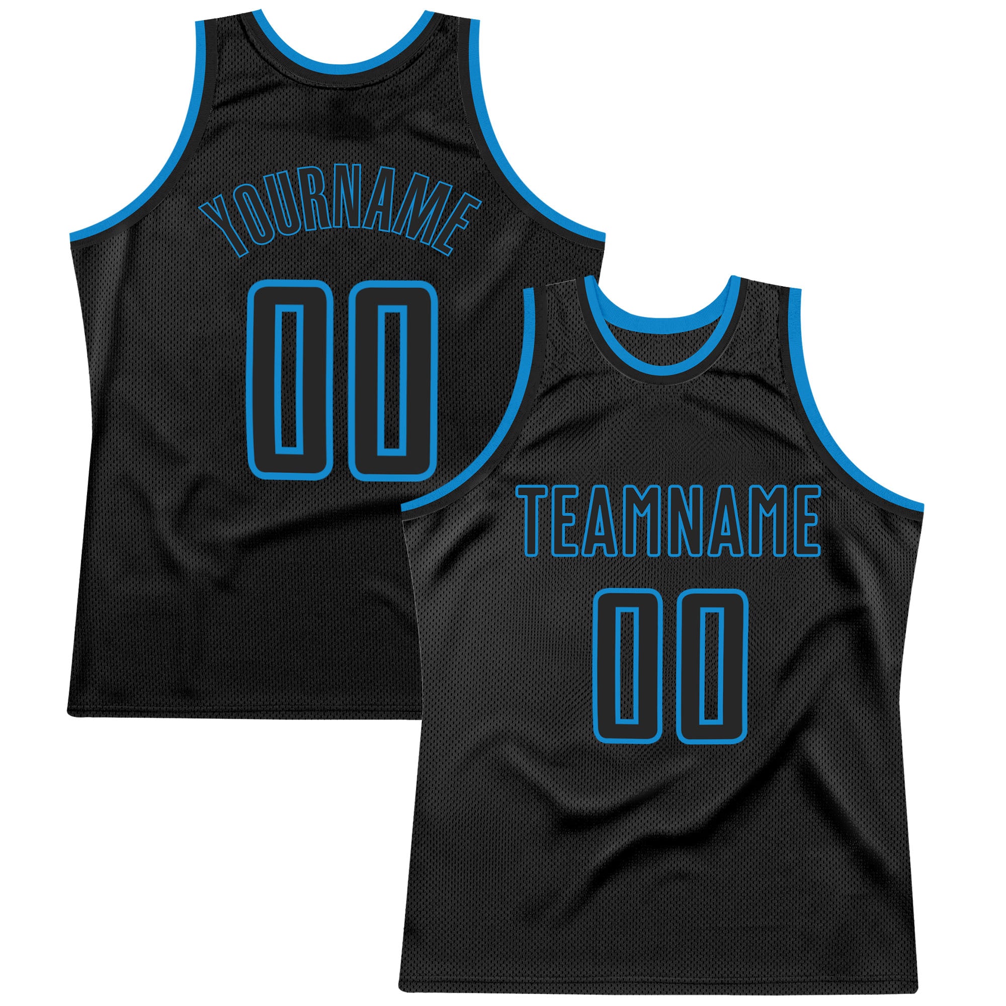 Custom Name and Number Personalized Black-Blue Authentic Basketball Jersey - Team Throwback Personalized Black Black-Blue