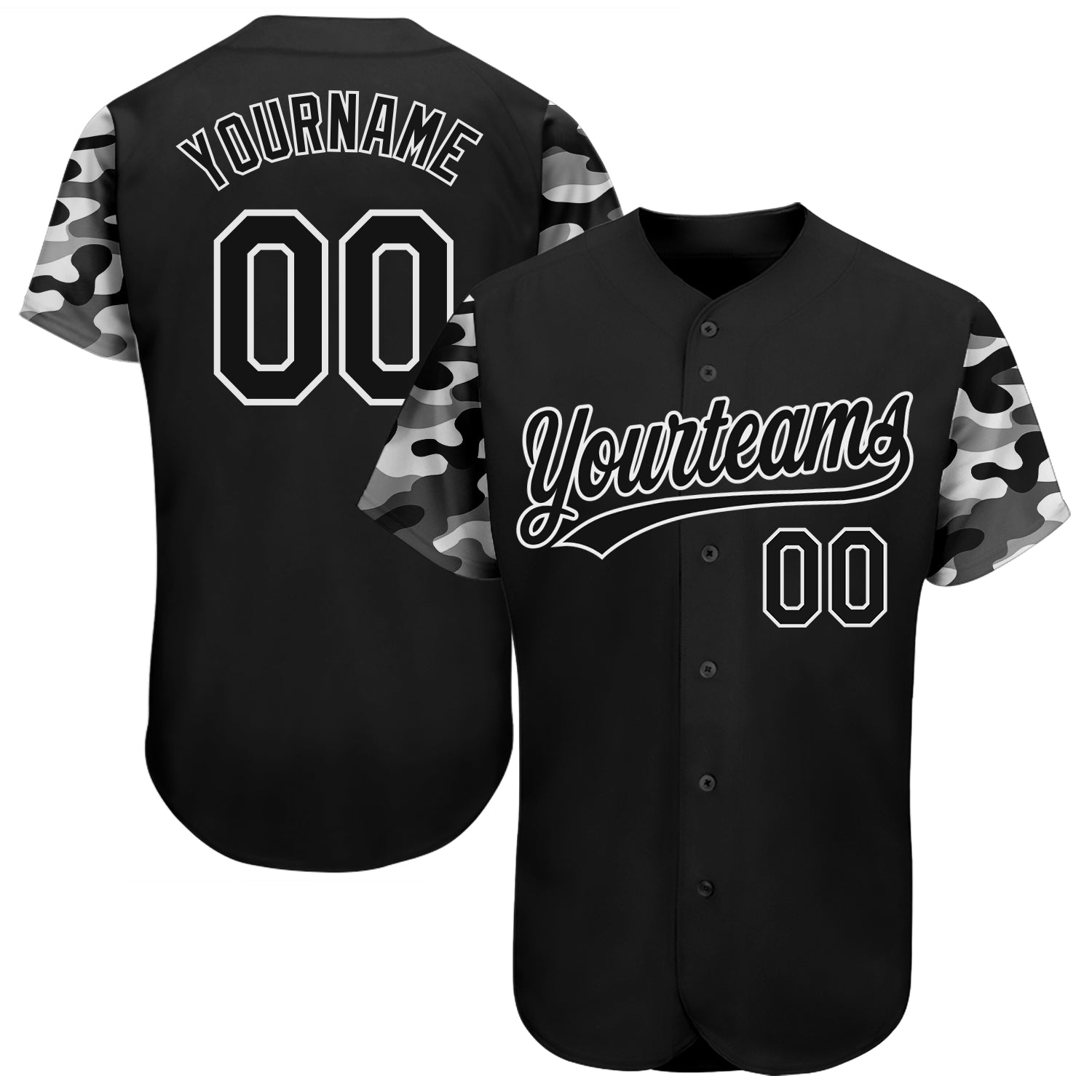 Personalized Black Camo 3D Baseball Jersey - Customizable Sports Apparel Personalized Black Black-Camo 3D Baseball Jersey