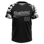 Custom Name and Number Unisex Softball Jersey - Personalized Black Camo 3D Pattern Two-Button Design Personalized Black Black-Camo