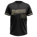 Custom Name and Number Softball Jersey Unisex Two-Button Black City Cream Personalized Personalized Black Black-City Cream