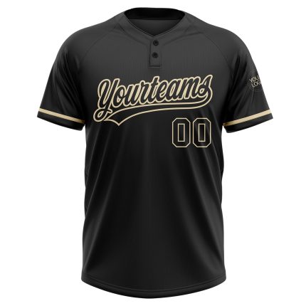 Custom Name and Number Softball Jersey Unisex Two-Button Black City Cream Personalized Personalized Black Black-City Cream