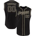 Custom Name and Number Personalized Black-Cream Sleeveless Baseball Jersey - Authentic Team Gear Personalized Black Black-Cream