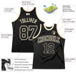 Personalized Authentic Black Cream Throwback Basketball Jersey Personalized Black Black-Cream Authentic Throwback Basketball