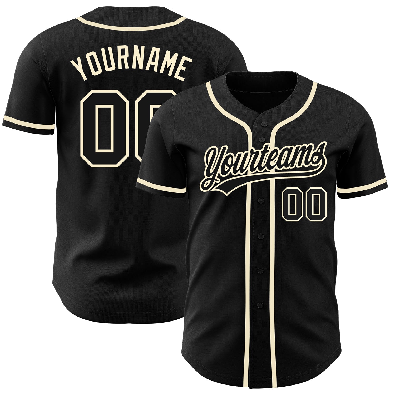 Personalized Black Cream Baseball Jersey - Customizable Sports Apparel for Men Personalized Black Black-Cream Baseball Jersey