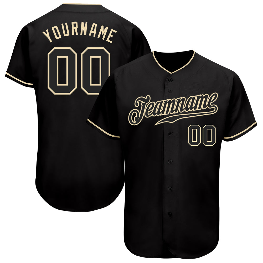 Personalized Black Cream Baseball Jersey for Men and Women, Custom Team Apparel Personalized Black Black-Cream Baseball Jersey