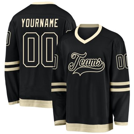 Personalized Black Cream Hockey Jersey for Kids and Adults - Custom Sports Apparel Personalized Black Black-Cream Hockey