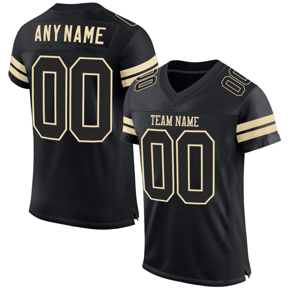 Custom Name and Number Personalized Black Cream Mesh Authentic Football Jersey Personalized Black Black-Cream Mesh Authentic