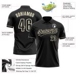 Personalized Performance Vapor Golf Polo Shirt in Black and Cream Personalized Black Black-Cream Performance Vapor Golf Polo