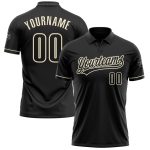 Custom Team Name Number Black-Cream Vapor Golf Polo Shirt - Personalized Performance Shirt Personalized Black Black-Cream